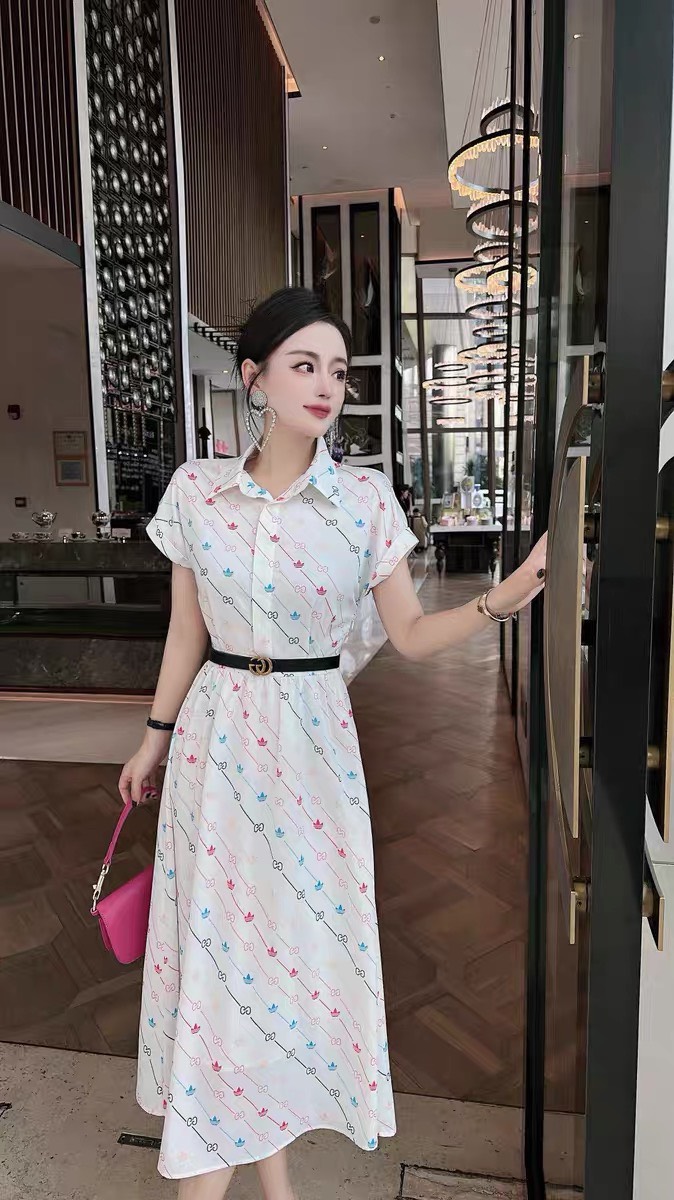 ĐẦM LỤA GUCCI KÈM NỊT CAO CẤP D91